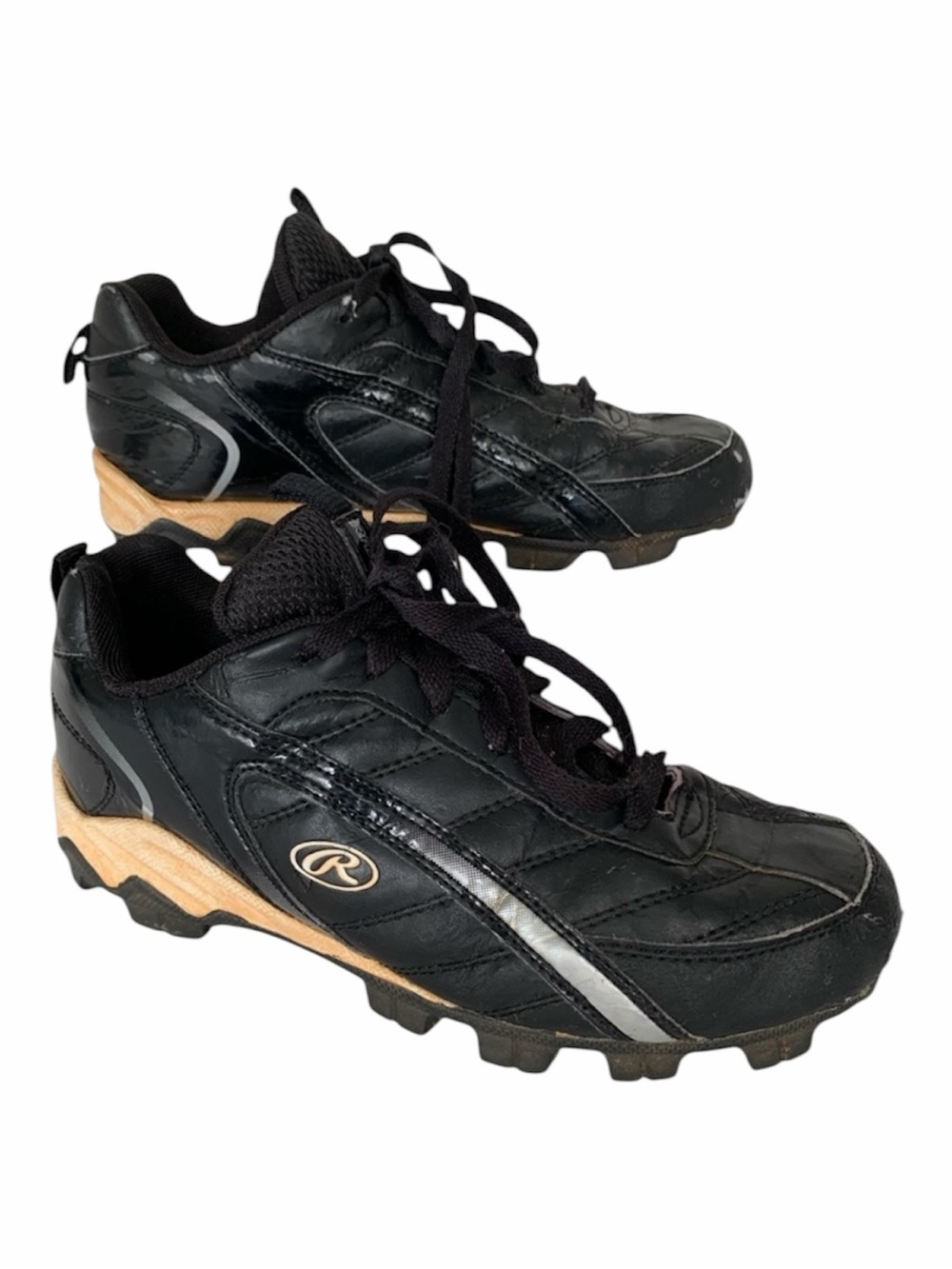 Rawlings Baseball Cleats Boys Size 5 Black Lace Up Sports Athletic Shoes